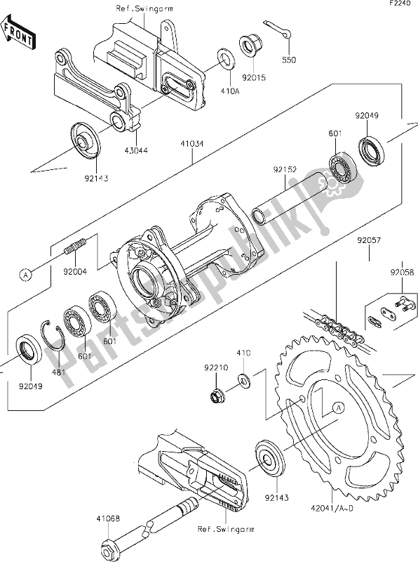 Tutte le parti per il 25 Rear Hub del Kawasaki KX 85-II 2020