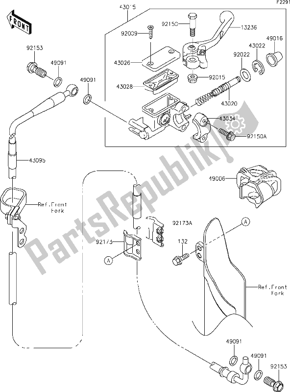 All parts for the 28 Front Master Cylinder of the Kawasaki KX 85-II 2020