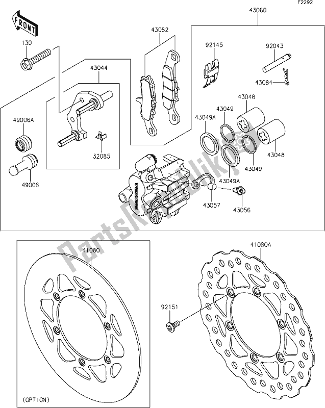 All parts for the 29 Front Brake of the Kawasaki KX 85-II 2020