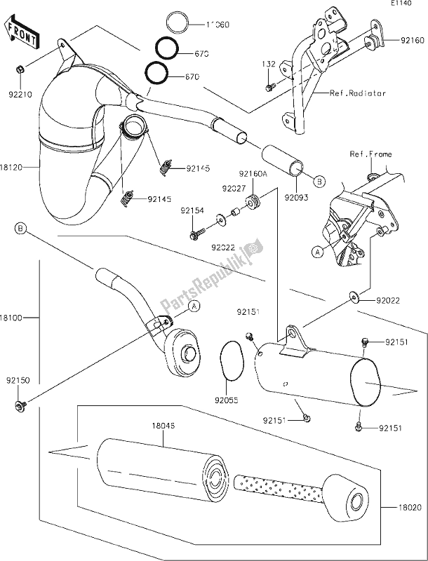 Wszystkie części do 3 Muffler(s) Kawasaki KX 85-II 2020