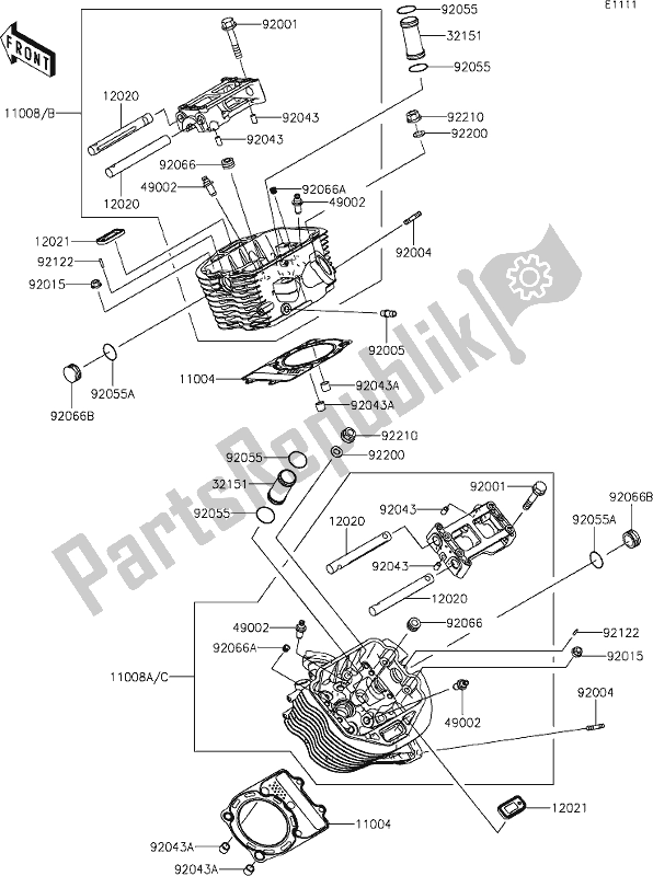 All parts for the 1 Cylinder Head of the Kawasaki VN 900 Vulcan Classic 2017