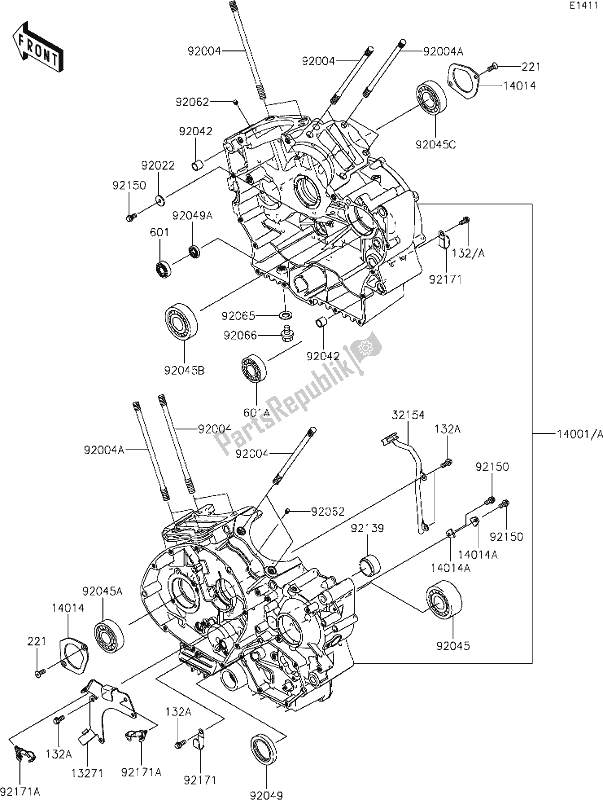 Toutes les pièces pour le 13 Crankcase du Kawasaki VN 900 Vulcan Classic 2017