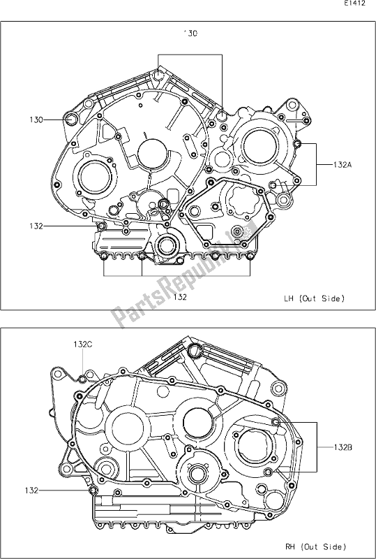 Wszystkie części do 14 Crankcase Bolt Pattern Kawasaki VN 900 Vulcan Classic 2017