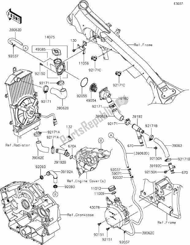 Toutes les pièces pour le 26 Water Pipe du Kawasaki VN 900 Vulcan Classic 2017