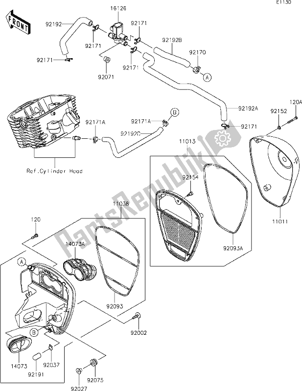 Tutte le parti per il 4 Air Cleaner del Kawasaki VN 900 Vulcan Classic 2017