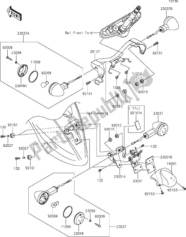 All parts for the 52 Turn Signals of the Kawasaki VN 900 Vulcan Classic 2017