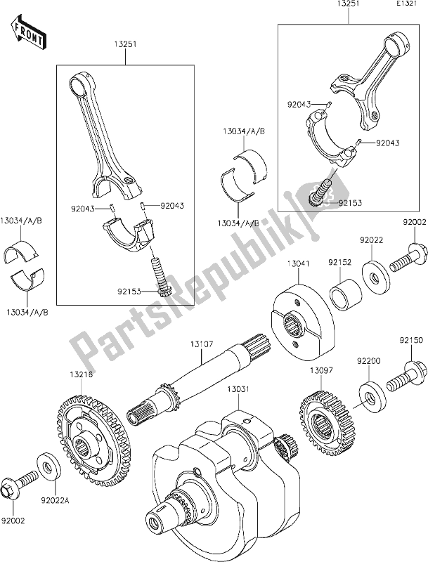 Tutte le parti per il 8 Crankshaft del Kawasaki VN 900 Vulcan Classic 2017