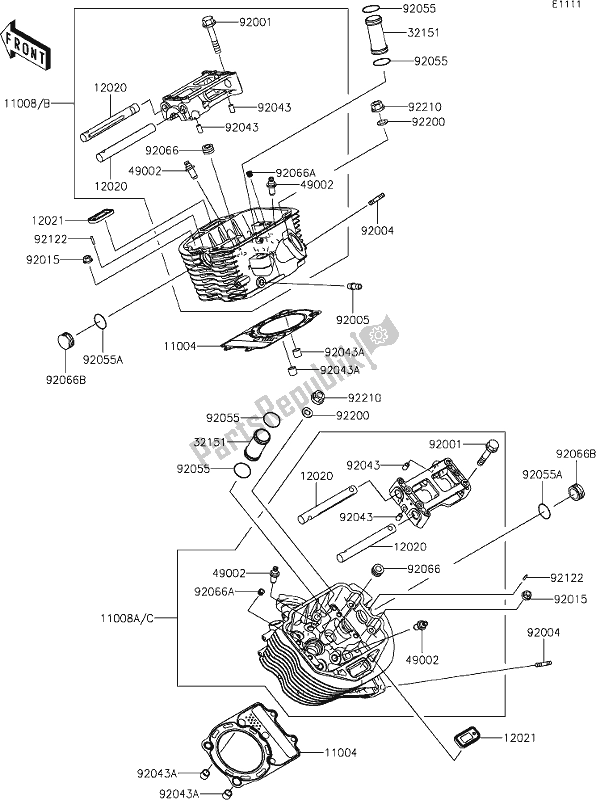 Toutes les pièces pour le 1 Cylinder Head du Kawasaki VN 900 Vulcan Classic 2018