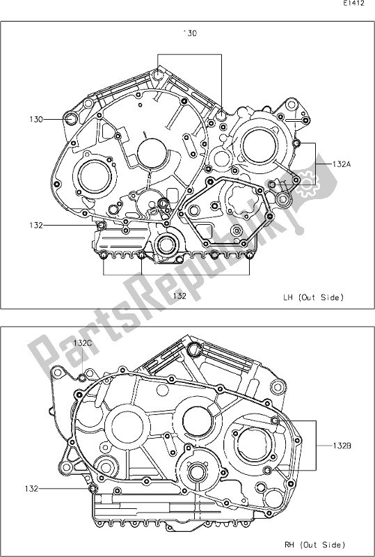 Todas las partes para 14 Crankcase Bolt Pattern de Kawasaki VN 900 Vulcan Classic 2018