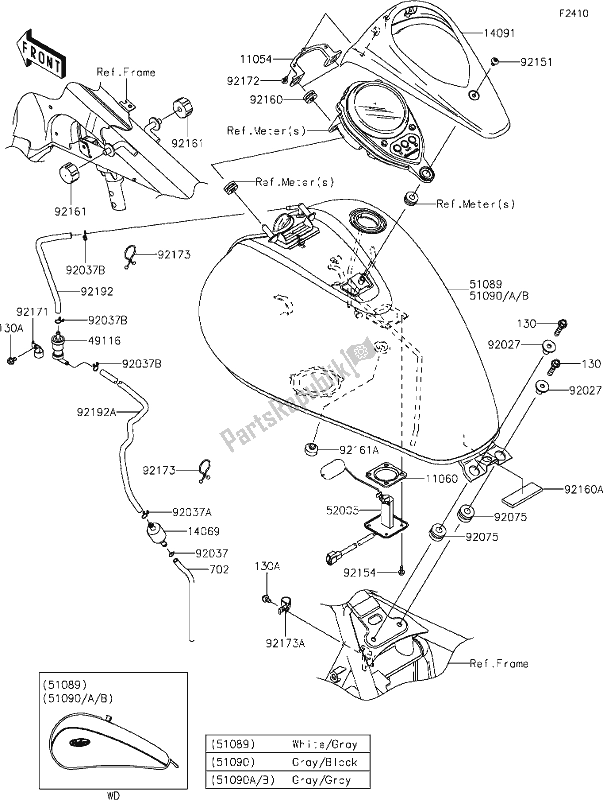 Toutes les pièces pour le 45 Fuel Tank du Kawasaki VN 900 Vulcan Classic 2018