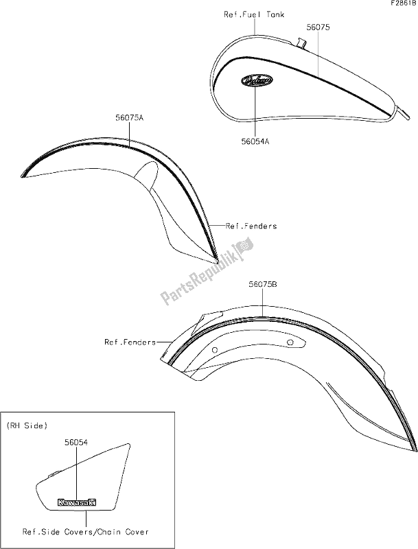 Alle onderdelen voor de 59 Decals(gray/gray)(bjf) van de Kawasaki VN 900 Vulcan Classic 2018