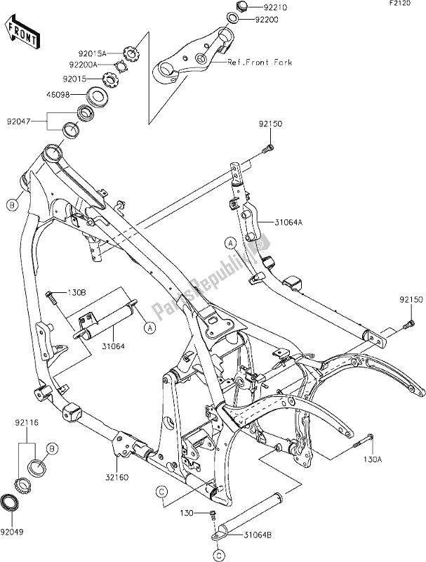 Toutes les pièces pour le 27 Frame du Kawasaki VN 900 Vulcan Classic 2019