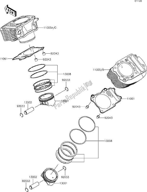 Wszystkie części do 3 Cylinder/piston(s) Kawasaki VN 900 Vulcan Classic 2019