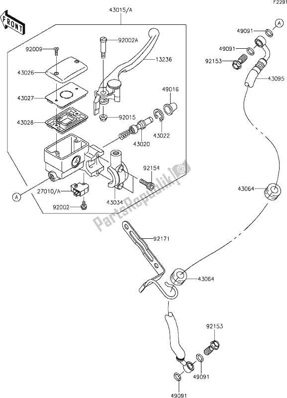 Toutes les pièces pour le 39 Front Master Cylinder du Kawasaki VN 900 Vulcan Classic 2019