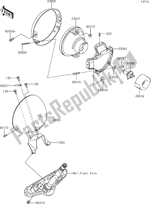 Alle onderdelen voor de 50 Headlight(s) van de Kawasaki VN 900 Vulcan Classic 2019
