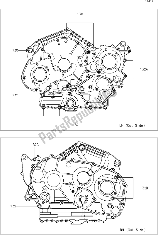 Toutes les pièces pour le 14 Crankcase Bolt Pattern du Kawasaki VN 900 Vulcan Classic 2020