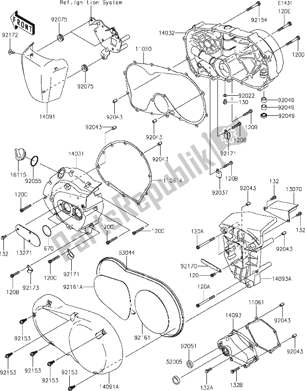 All parts for the 15 Engine Cover(s) of the Kawasaki VN 900 Vulcan Classic 2020