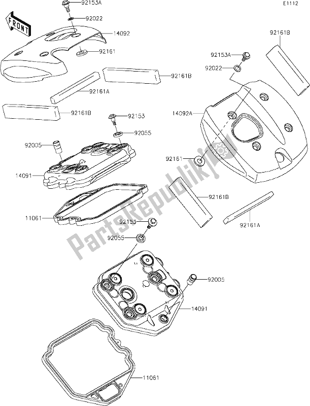 Todas las partes para 2 Cylinder Head Cover de Kawasaki VN 900 Vulcan Classic 2020