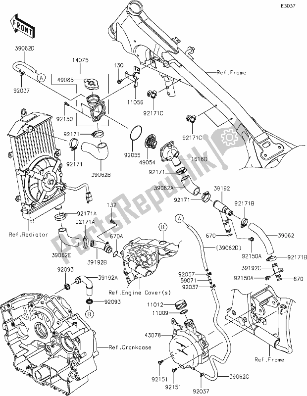 All parts for the 26 Water Pipe of the Kawasaki VN 900 Vulcan Classic 2020