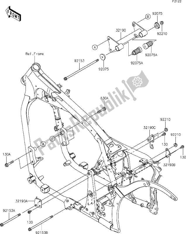 All parts for the 28 Engine Mount of the Kawasaki VN 900 Vulcan Classic 2020