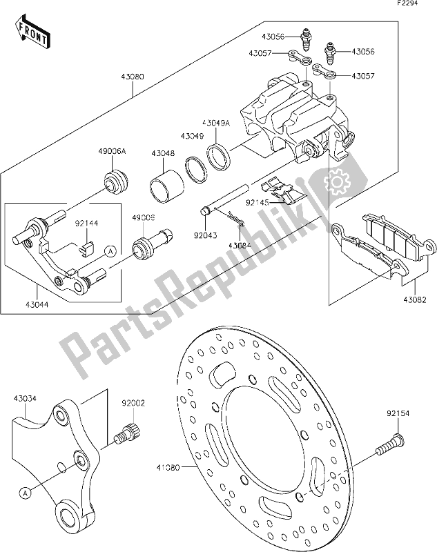 All parts for the 42 Rear Brake of the Kawasaki VN 900 Vulcan Classic 2020