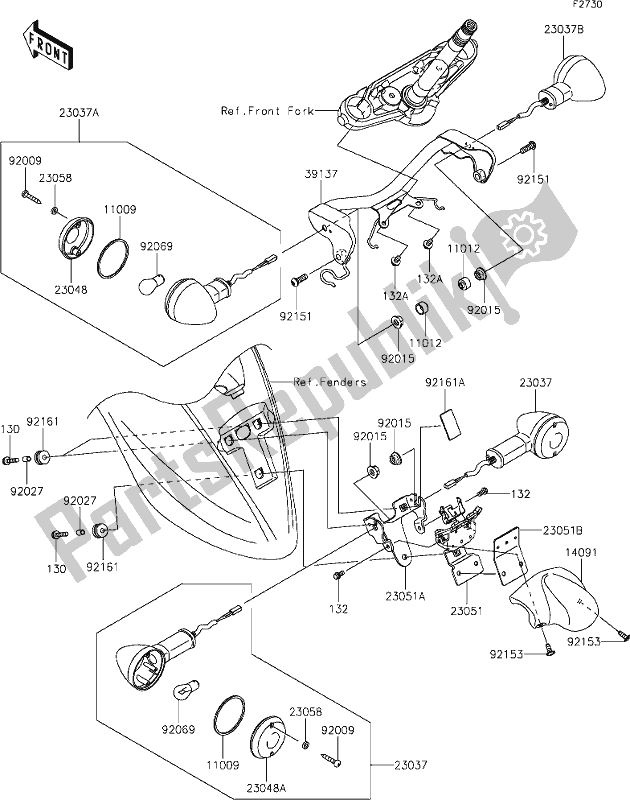 Toutes les pièces pour le 52 Turn Signals du Kawasaki VN 900 Vulcan Classic 2021