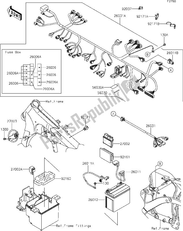 Todas as partes de 53 Chassis Electrical Equipment do Kawasaki VN 900 Vulcan Classic 2021