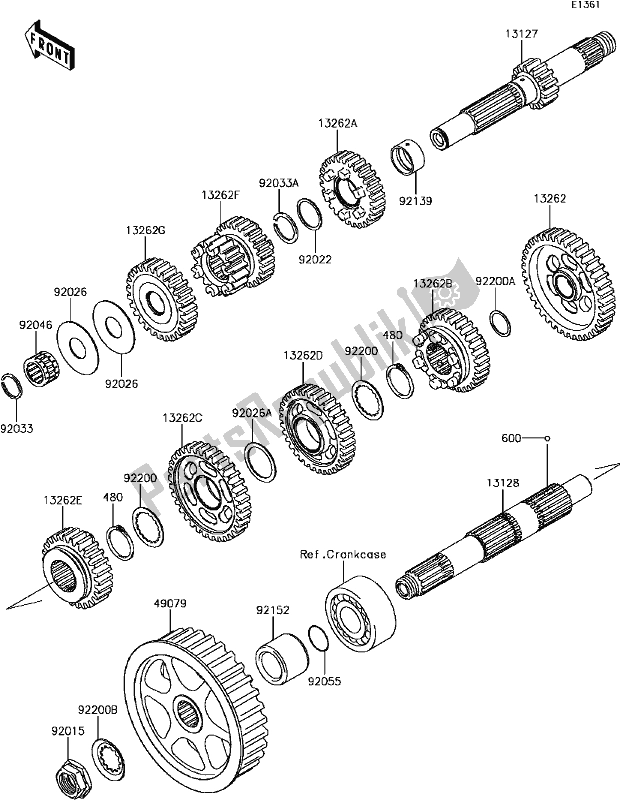 All parts for the B-13transmission of the Kawasaki VN 900 Vulcan Custom 2017