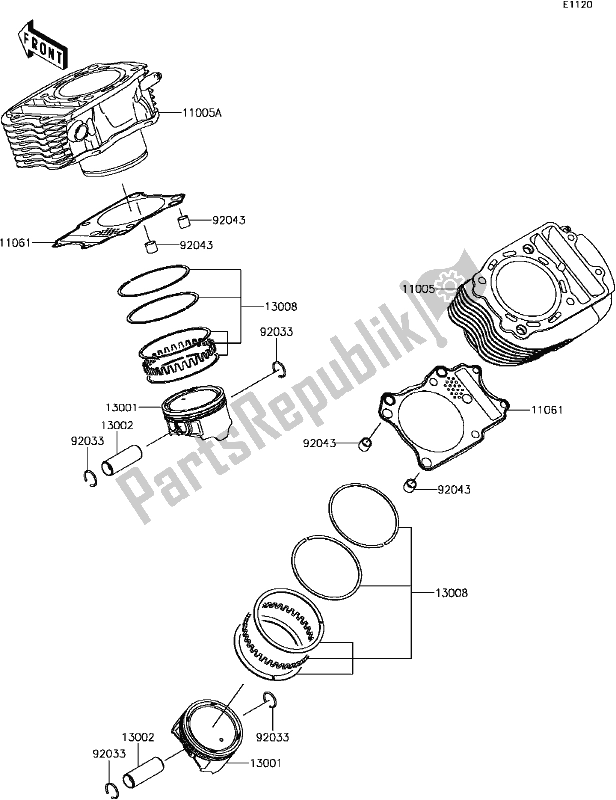 Tutte le parti per il B-5 Cylinder/piston(s) del Kawasaki VN 900 Vulcan Custom 2017