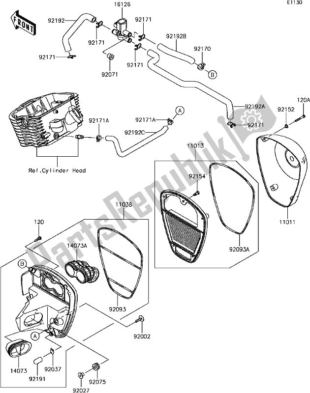 Tutte le parti per il B-6 Air Cleaner del Kawasaki VN 900 Vulcan Custom 2017