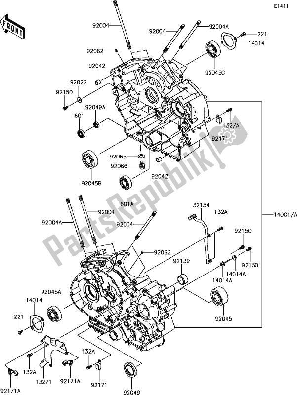 All parts for the C-4 Crankcase of the Kawasaki VN 900 Vulcan Custom 2017