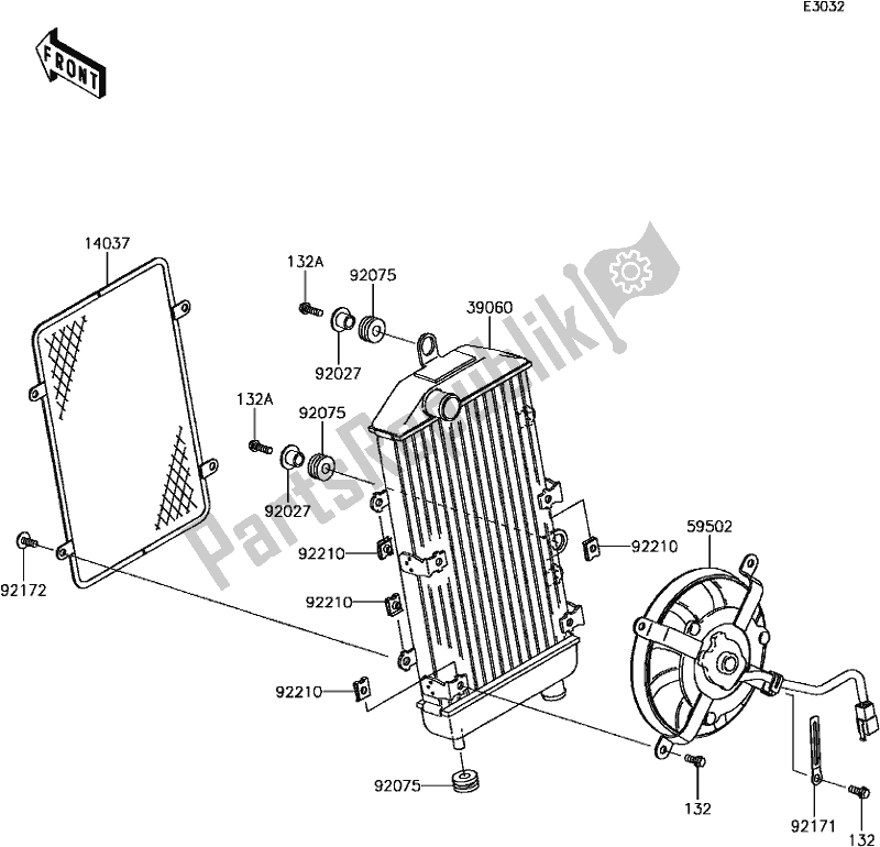 All parts for the D-5 Radiator of the Kawasaki VN 900 Vulcan Custom 2017