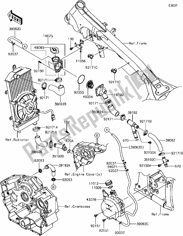 All parts for the D-6 Water Pipe of the Kawasaki VN 900 Vulcan Custom 2017