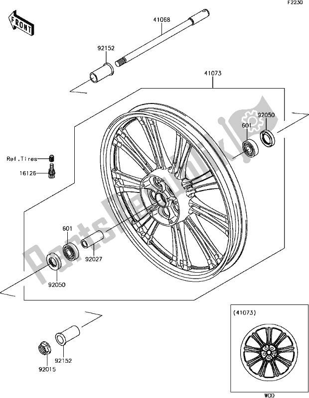 All parts for the E-12front Hub of the Kawasaki VN 900 Vulcan Custom 2017