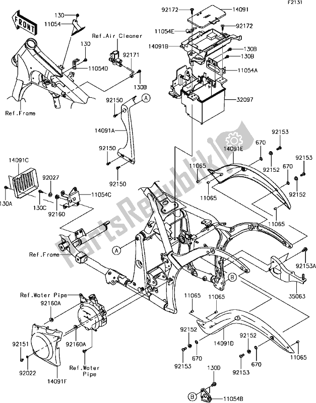 Tutte le parti per il E-5 Frame Fittings del Kawasaki VN 900 Vulcan Custom 2017