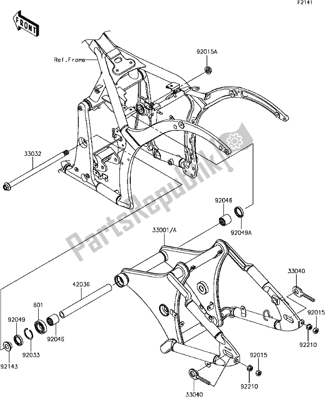 All parts for the E-6 Swingarm of the Kawasaki VN 900 Vulcan Custom 2017