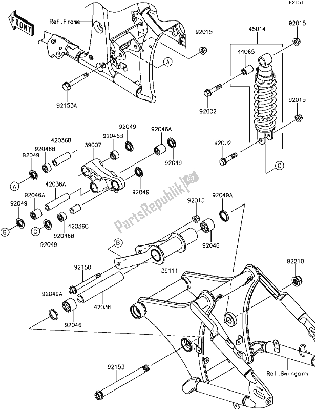 All parts for the E-7 Suspension/shock Absorber of the Kawasaki VN 900 Vulcan Custom 2017