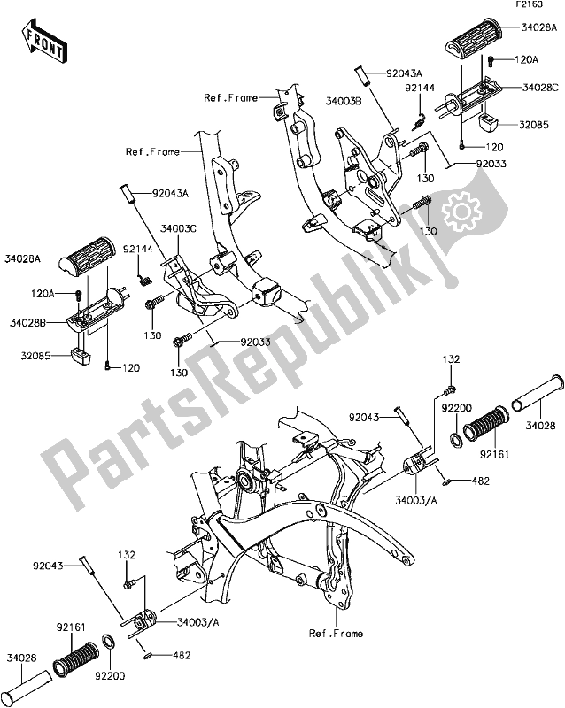 All parts for the E-8 Footrests of the Kawasaki VN 900 Vulcan Custom 2017