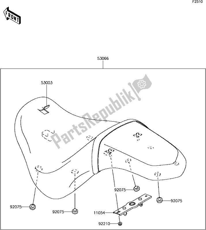 All parts for the F-10seat of the Kawasaki VN 900 Vulcan Custom 2017