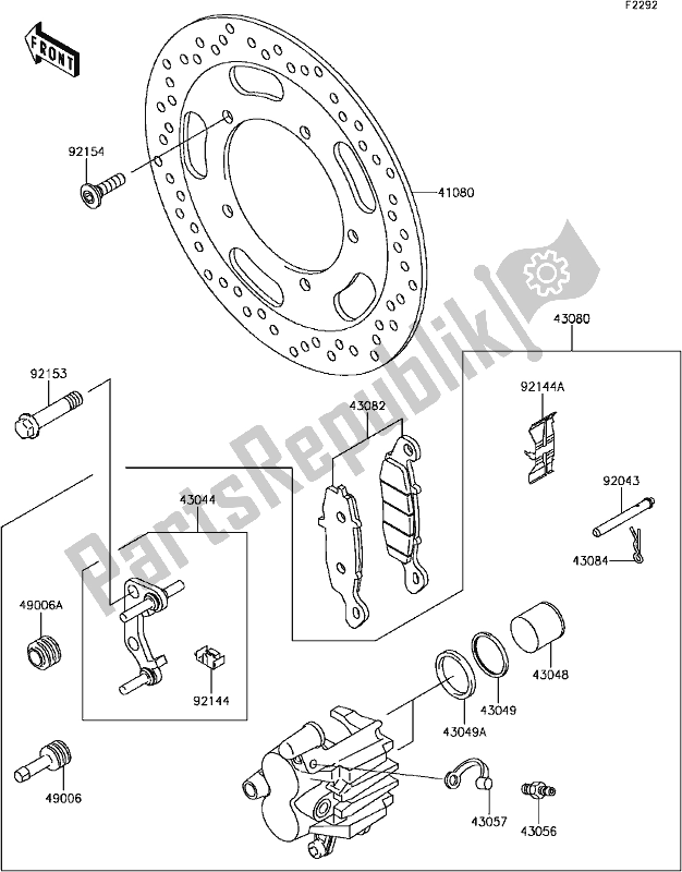 All parts for the F-4 Front Brake of the Kawasaki VN 900 Vulcan Custom 2017