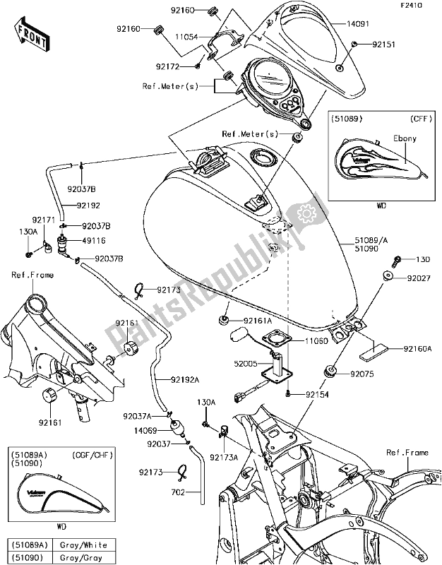 Tutte le parti per il F-9 Fuel Tank del Kawasaki VN 900 Vulcan Custom 2017