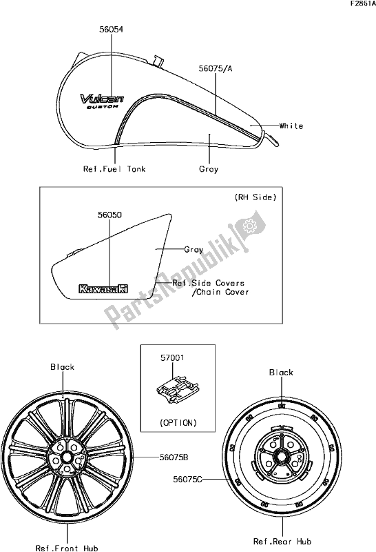 All parts for the G-10decals(gray/white)(cgf) of the Kawasaki VN 900 Vulcan Custom 2017