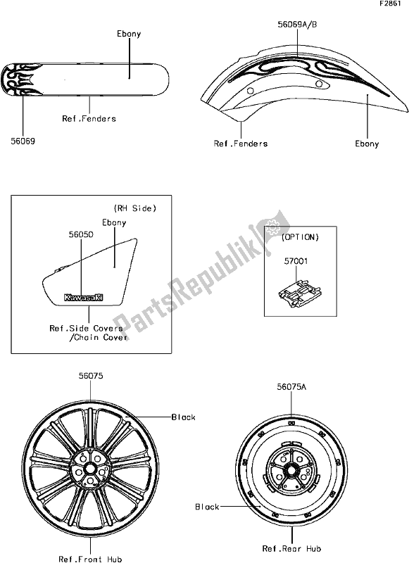 All parts for the G-9 Decals(ebony)(cff) of the Kawasaki VN 900 Vulcan Custom 2017