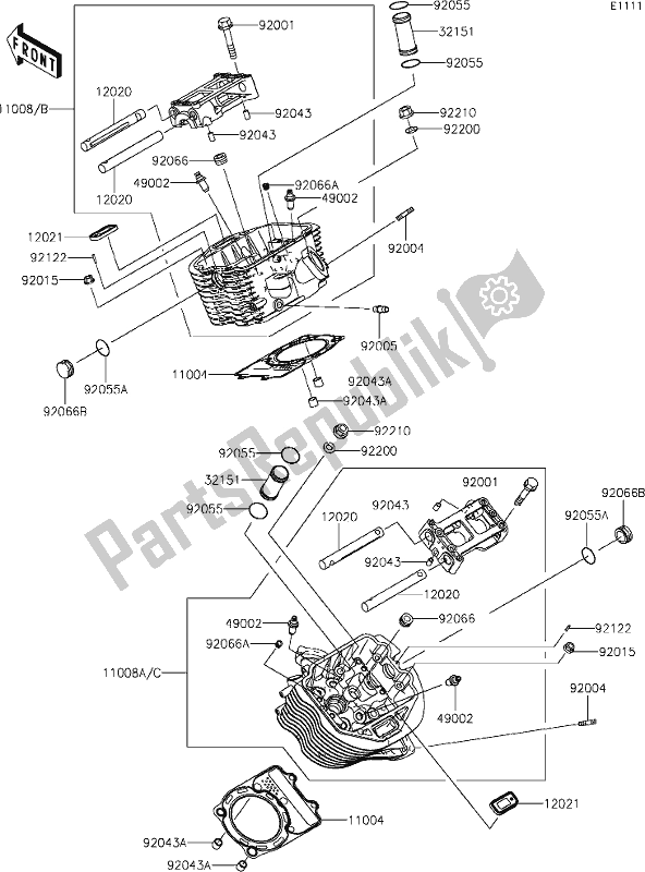 Tutte le parti per il 1 Cylinder Head del Kawasaki VN 900 Vulcan Custom 2017