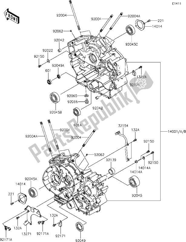 Todas las partes para 13 Crankcase de Kawasaki VN 900 Vulcan Custom 2017