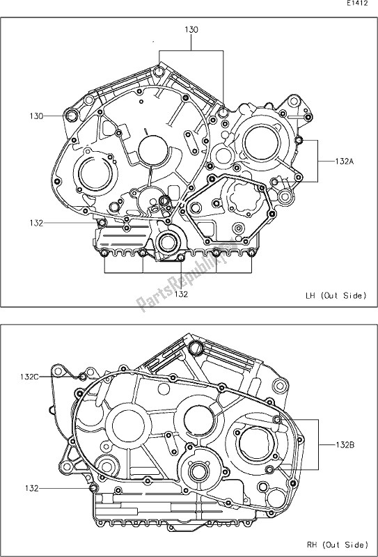 Alle onderdelen voor de 14 Crankcase Bolt Pattern van de Kawasaki VN 900 Vulcan Custom 2017