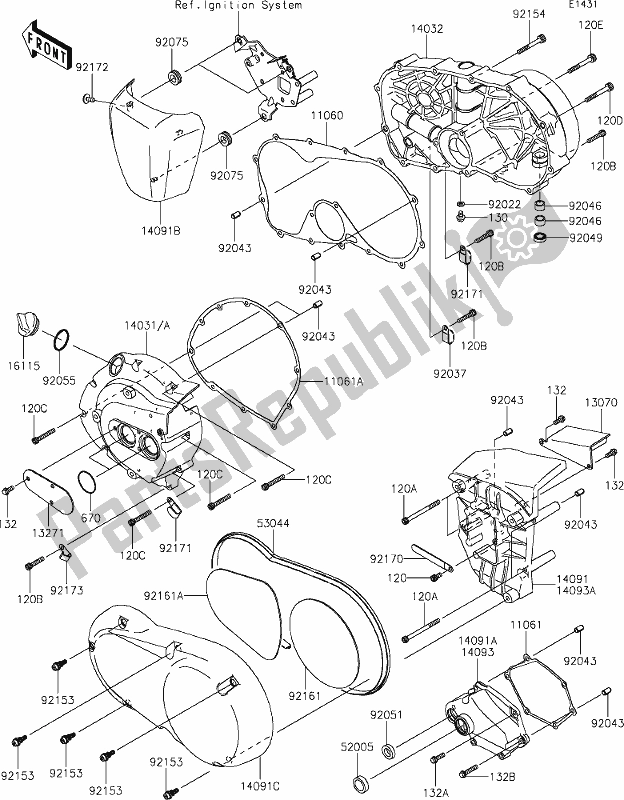 Alle onderdelen voor de 15 Engine Cover(s) van de Kawasaki VN 900 Vulcan Custom 2017