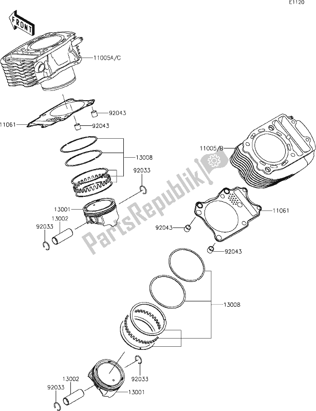 Todas las partes para 3 Cylinder/piston(s) de Kawasaki VN 900 Vulcan Custom 2017