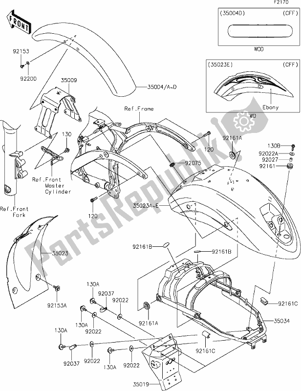 Todas las partes para 33 Fenders de Kawasaki VN 900 Vulcan Custom 2017