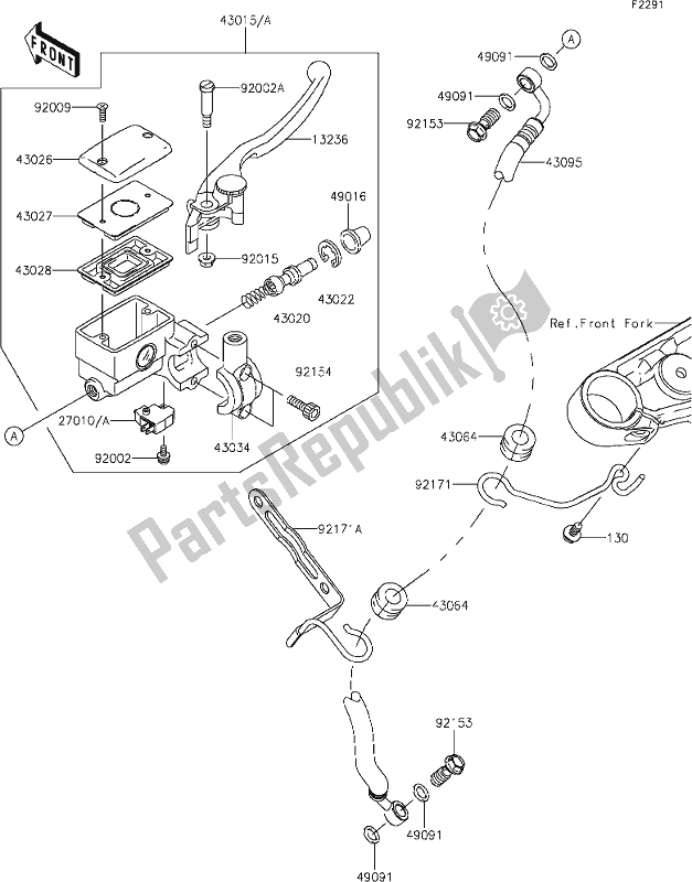 Toutes les pièces pour le 39 Front Master Cylinder du Kawasaki VN 900 Vulcan Custom 2017